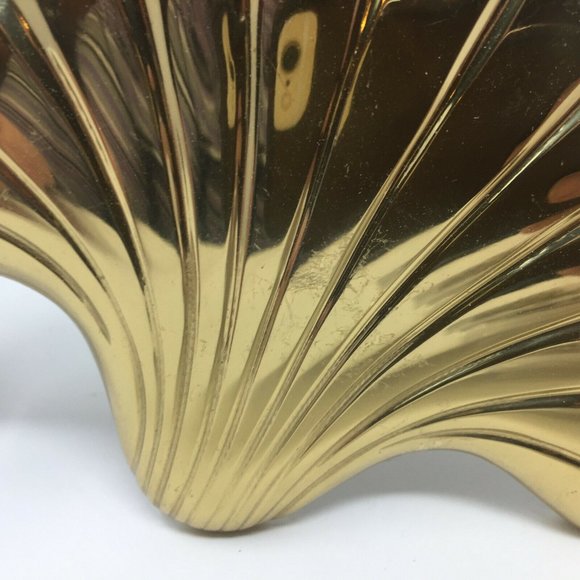 4 Solid Heavy Bright Brass Metal Shell Tie Backs - Picture 3 of 9